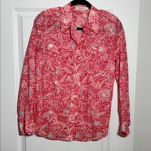 Tory Burch Red Floral Blouse